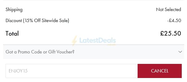 Screenshot of the Tinyme discount code working
