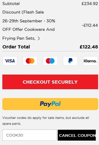 Screenshot of the Kuhn Rikon discount code working