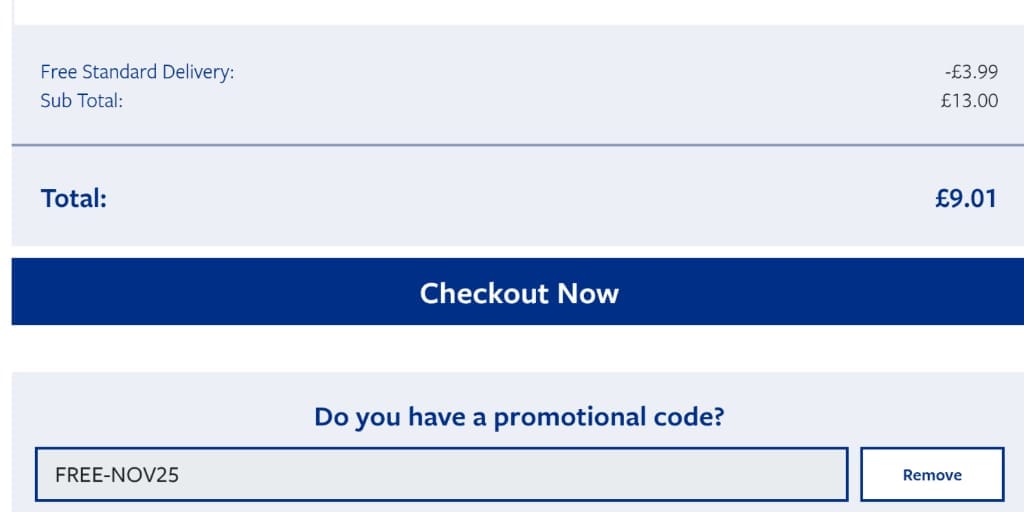 Screenshot of the TGJones discount code working