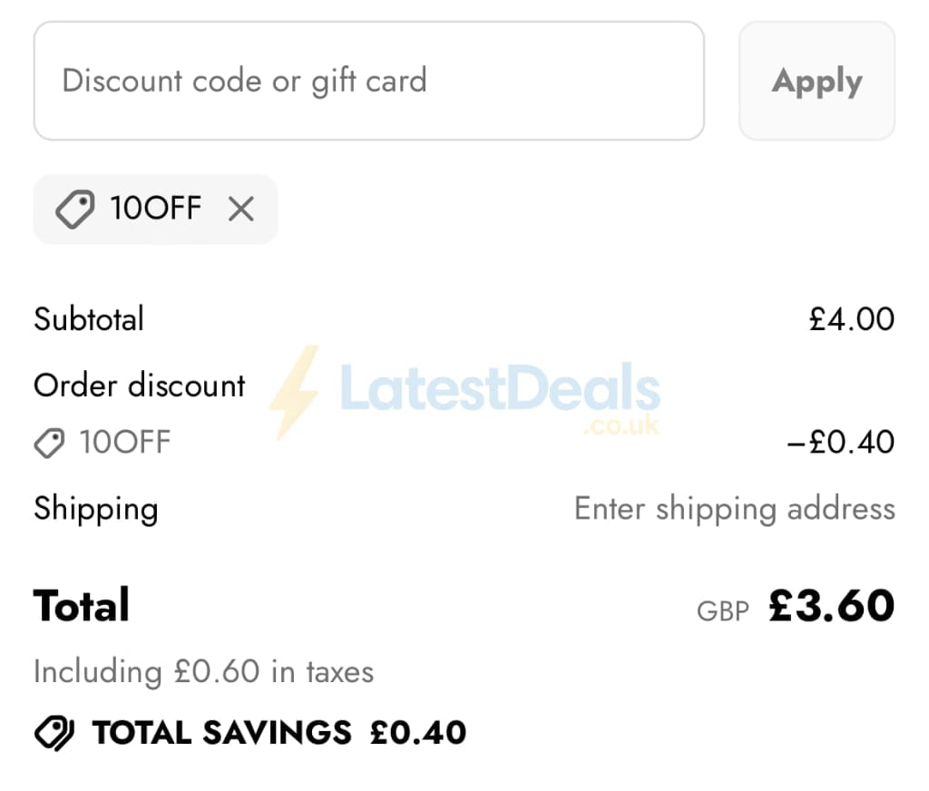 Screenshot of the You Know Who's discount code working