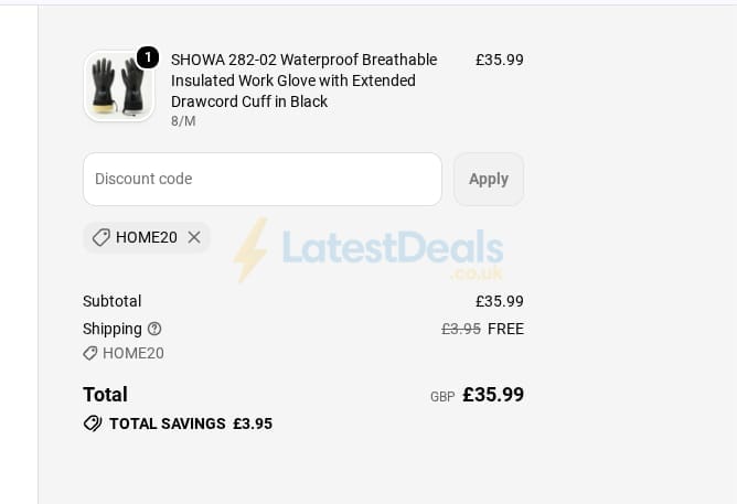 Screenshot of the Mstore discount code working