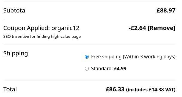 Screenshot of the Wahl discount code working