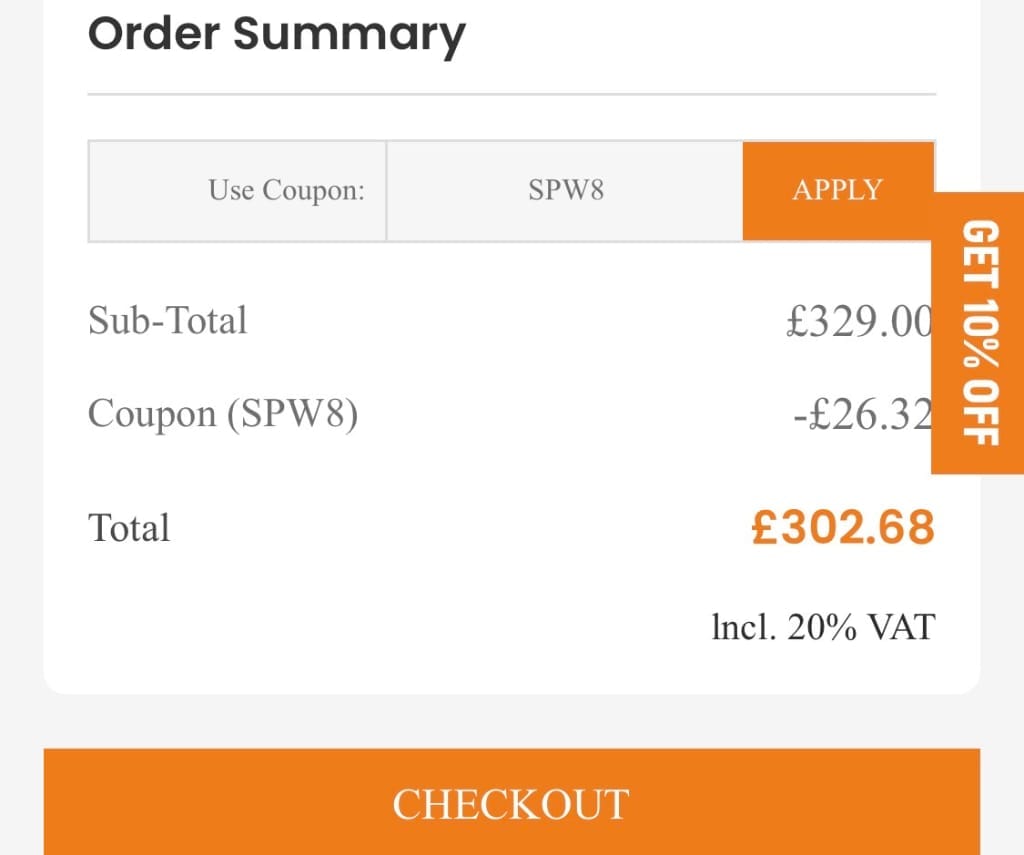 Screenshot of the Maxpeedingrods discount code working
