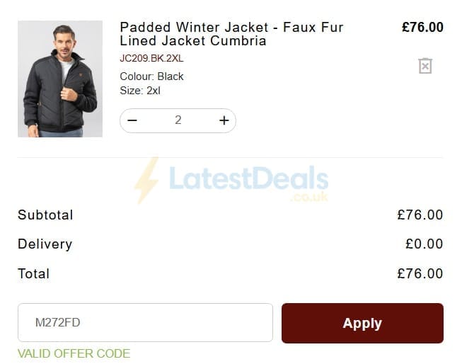 Screenshot of the Jolliman discount code working