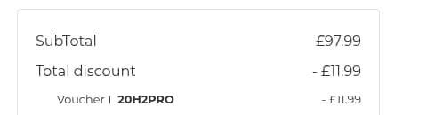 Screenshot of the Vileda discount code working