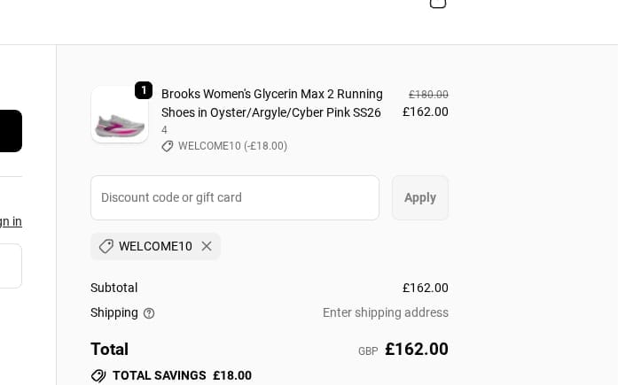 Screenshot of the Up & Running discount code working