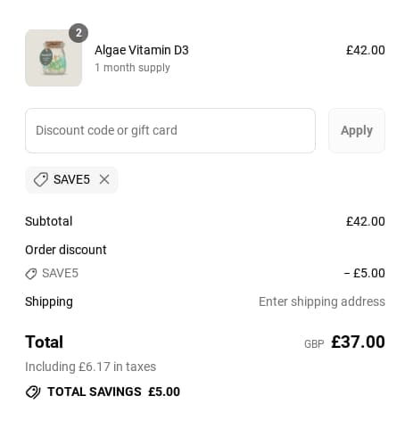 Screenshot of the Nothing Fishy discount code working