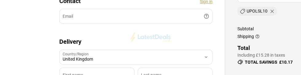Screenshot of the U Perform discount code working