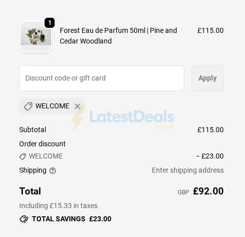 Screenshot of the Rook Perfumes London discount code working