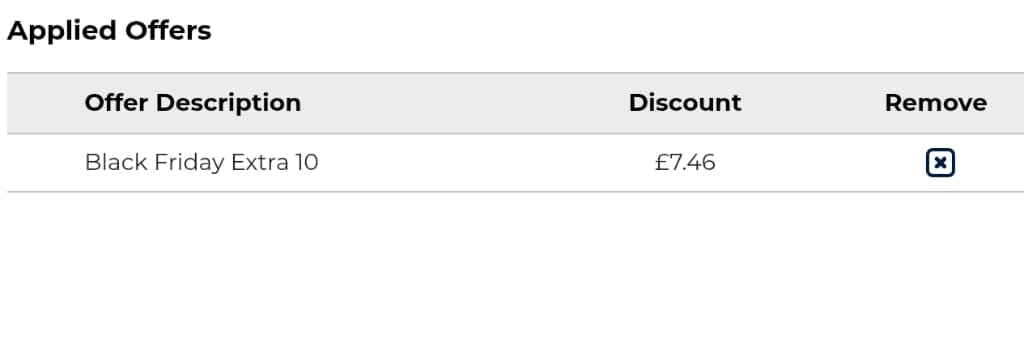 Screenshot of the Castlegate Lights discount code working