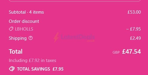 Screenshot of the LashBase discount code working