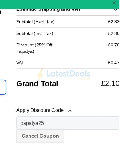 Screenshot of the WoolBox discount code working