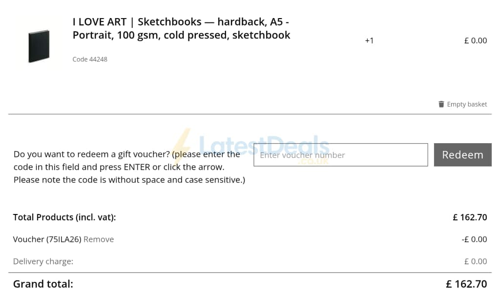 Screenshot of the GreatArt discount code working
