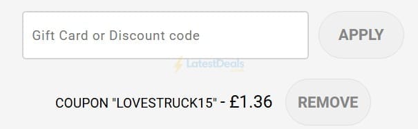 Screenshot of the Partyrama discount code working