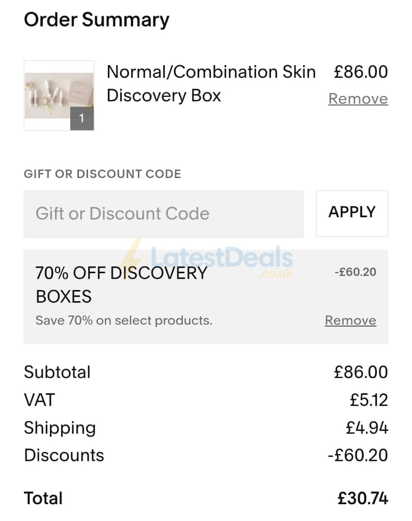 Screenshot of the Monu Shop discount code working