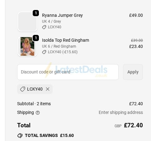 Screenshot of the Princess Polly discount code working