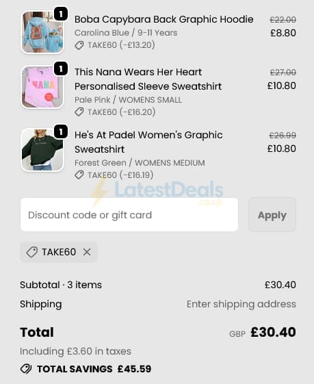 Screenshot of the My Rocking Kids discount code working