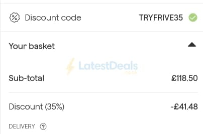 Screenshot of the Frive discount code working