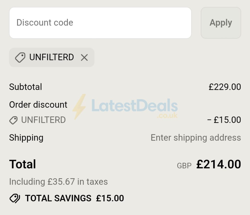 Screenshot of the Desktronic discount code working