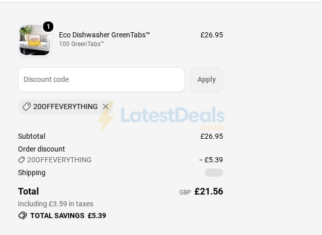 Screenshot of the n/a discount code working