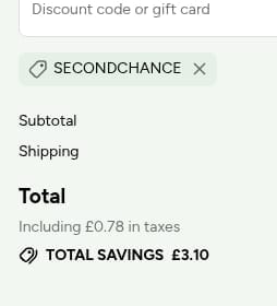 Screenshot of the Yumove discount code working