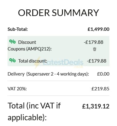 Screenshot of the Advanced MP3 Players discount code working