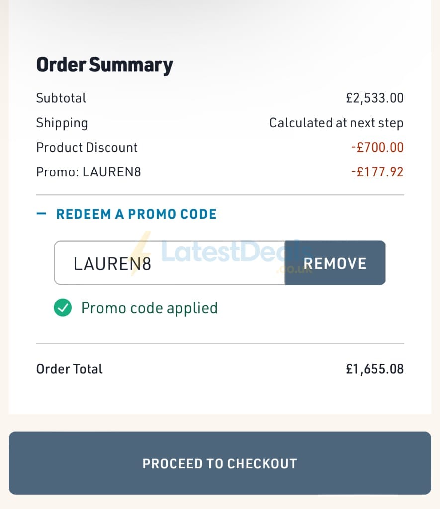 Screenshot of the NordicTrack discount code working