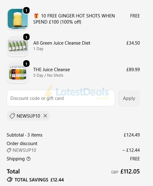 Screenshot of the Fuel Station discount code working