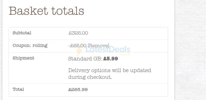 Screenshot of the Rocket Gardens discount code working