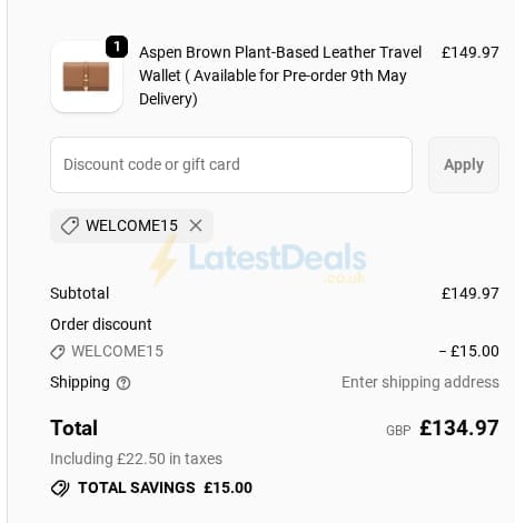 Screenshot of the Labante London discount code working