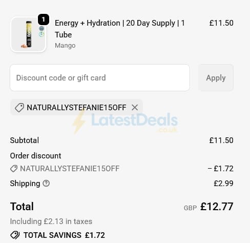 Screenshot of the Tonic Health discount code working