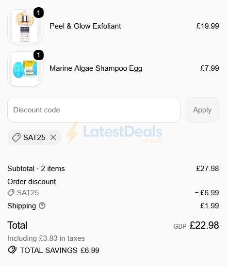 Screenshot of the Procoal discount code working