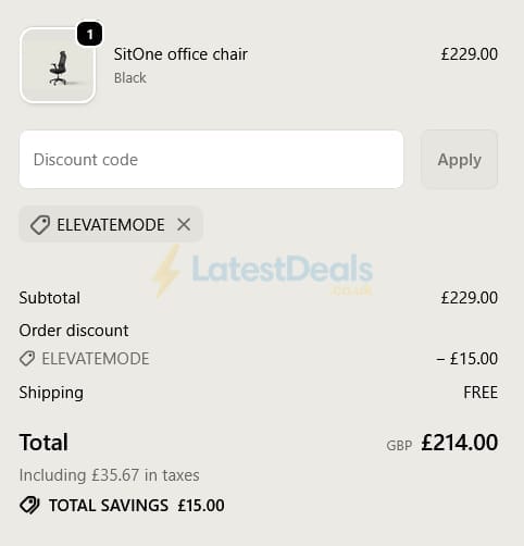 Screenshot of the Desktronic discount code working