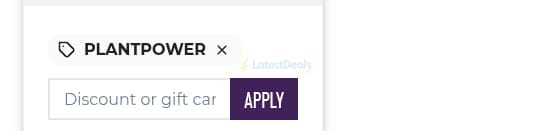 Screenshot of the Planty discount code working