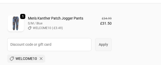 Screenshot of the The Hippy Clothing Co. discount code working