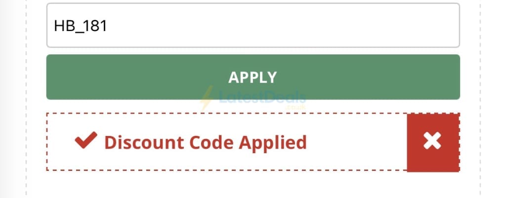 Screenshot of the Happy Beaks discount code working