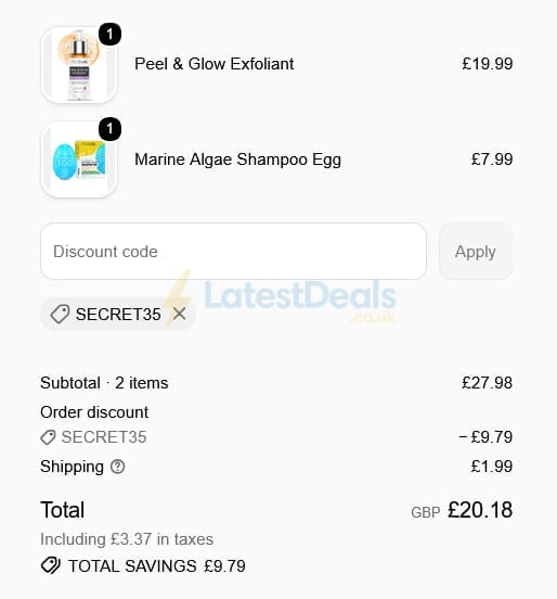 Screenshot of the Procoal discount code working