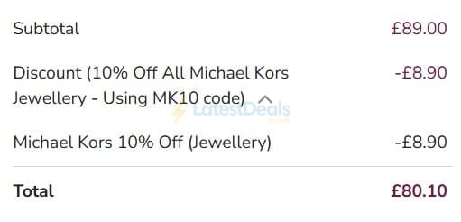 Screenshot of the T. H. Baker discount code working