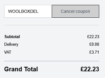 Screenshot of the WoolBox discount code working