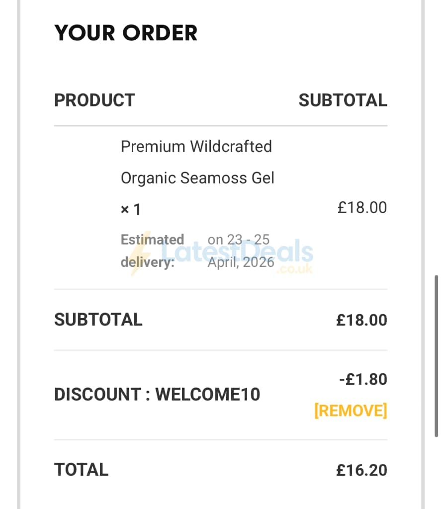 Screenshot of the Wakuda discount code working