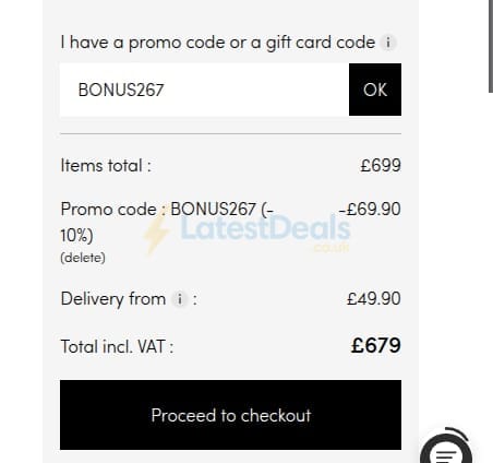 Screenshot of the Tikamoon discount code working
