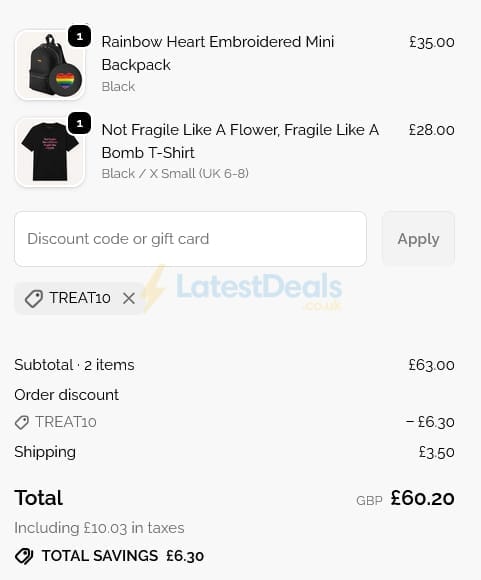Screenshot of the The Spark Company discount code working
