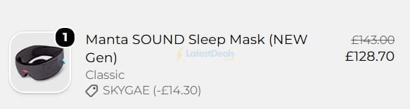 Screenshot of the Manta Sleep discount code working