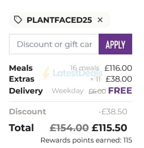 Screenshot of the Planty discount code working