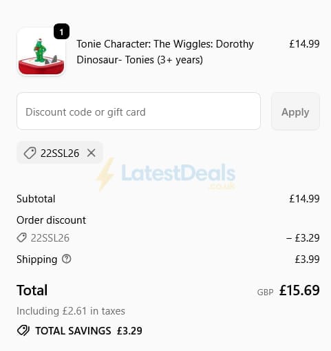 Screenshot of the Simply So Lovely discount code working