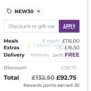 Screenshot of the Planty discount code working