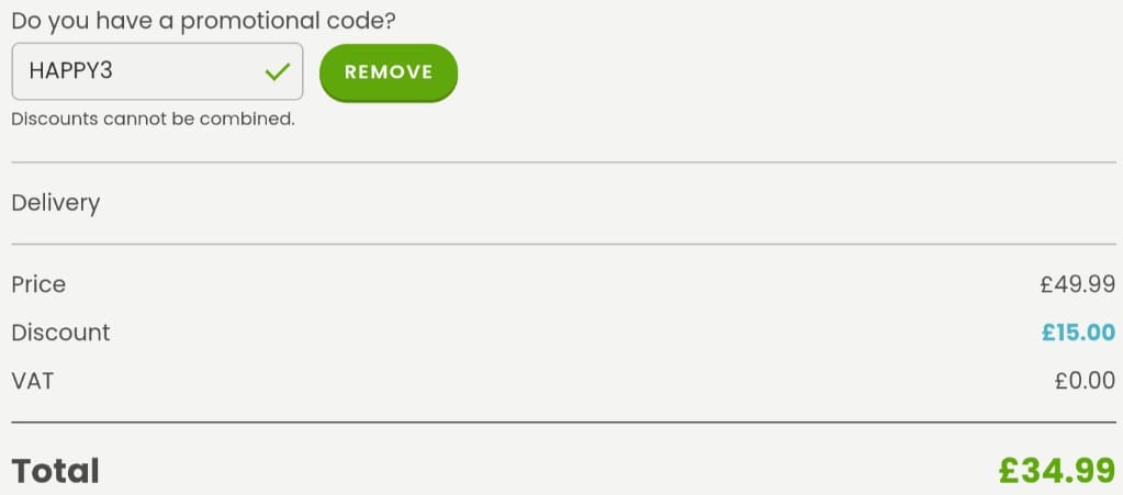 Screenshot of the Hooray Heroes discount code working
