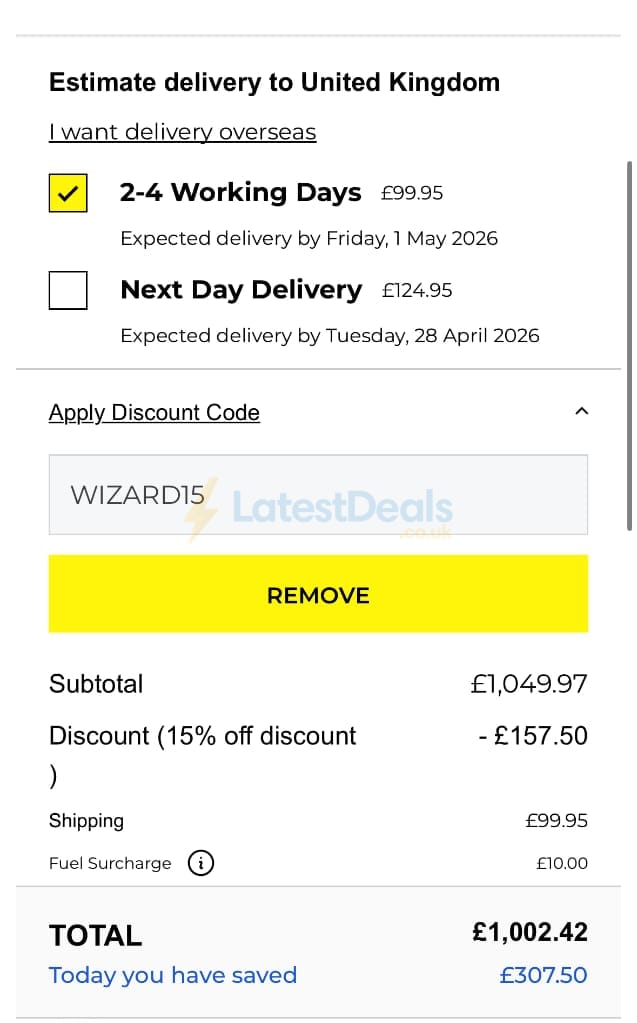 Screenshot of the Net World Sports discount code working