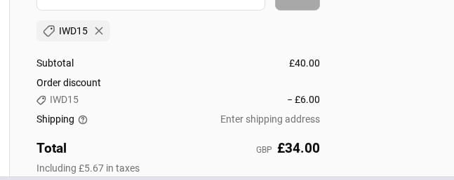 Screenshot of the The Silk Collection discount code working