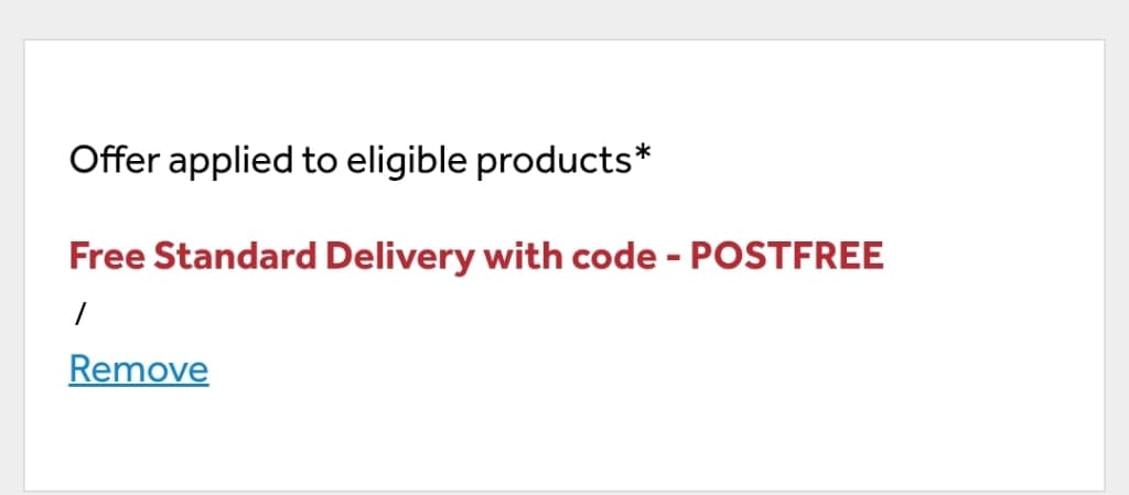 Screenshot of the Go Outdoors discount code working